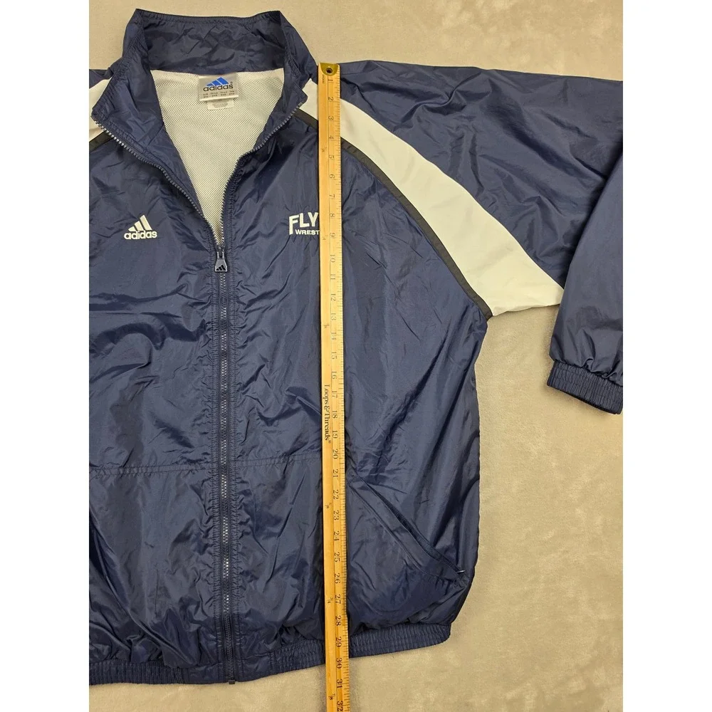 Vintage Adidas Track Jacket Mens 2XL Blue Flyer Wrestling Dixie Windbreaker Y2K